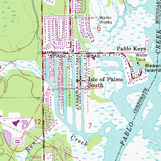 Topographic Map of Isle of Palms South, FL