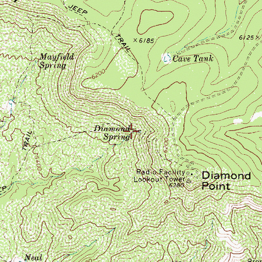 Topographic Map of Diamond Spring, AZ