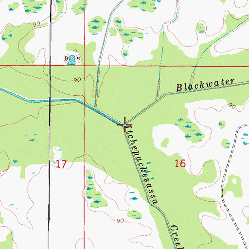 Topographic Map of Itchepackesassa Creek, FL