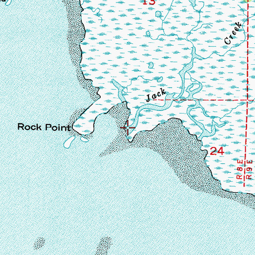 Topographic Map of Jack Creek, FL