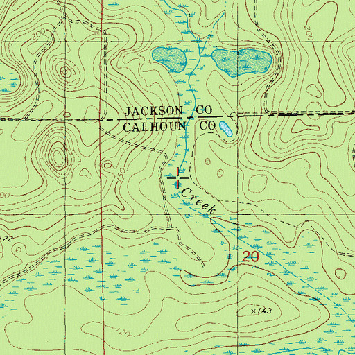 Topographic Map of Jack Creek, FL