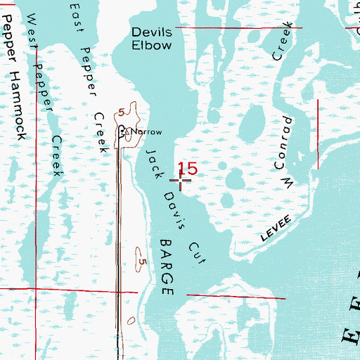 Topographic Map of Jack Davis Cut, FL