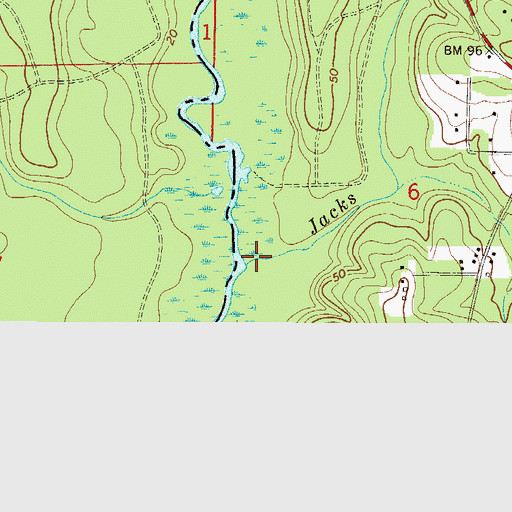 Topographic Map of Jacks Branch, FL