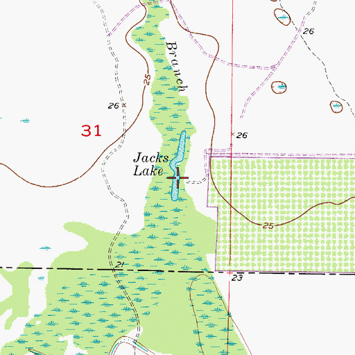 Topographic Map of Jacks Lake, FL
