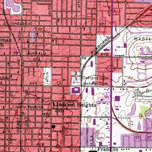 Topographic Map of Jackson Heights Cemetery, FL