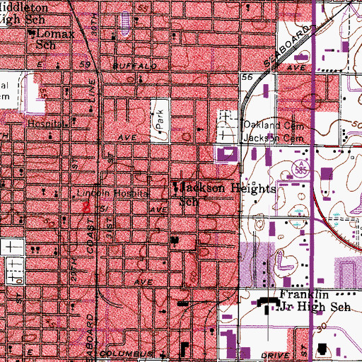 Topographic Map of Jackson Heights School, FL