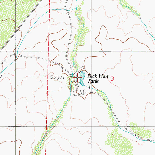 Topographic Map of Dick Hart Tank, AZ