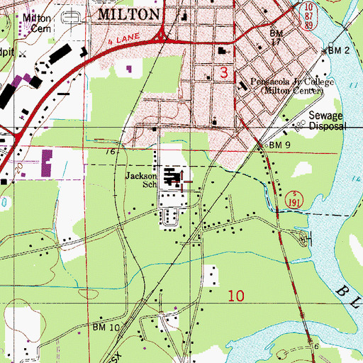 Topographic Map of Jackson School, FL