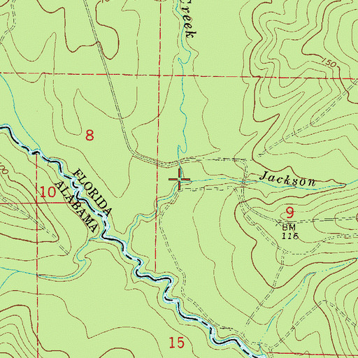 Topographic Map of Jackson Springs Branch, FL