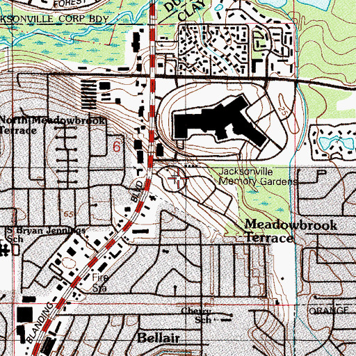 Topographic Map of Jacksonville Memory Garden, FL