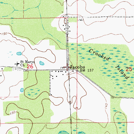 Topographic Map of Jacobs, FL
