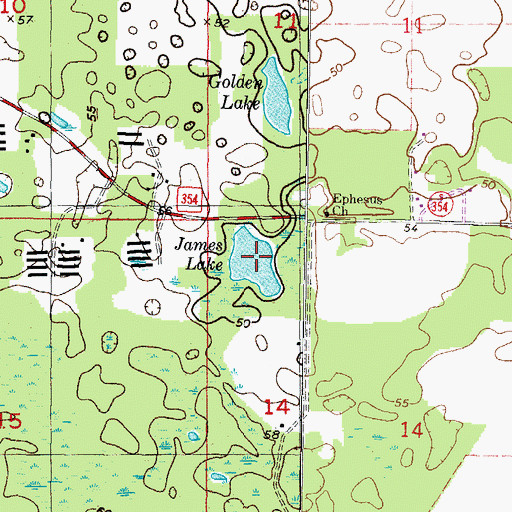 Topographic Map of James Lake, FL