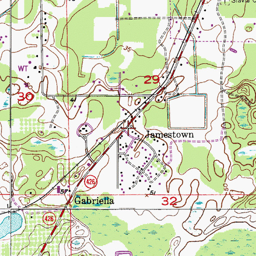 Topographic Map of Jamestown, FL