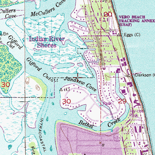 Topographic Map of Jandrew Cove, FL