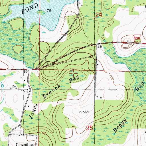 Topographic Map of Janes Branch Bay, FL