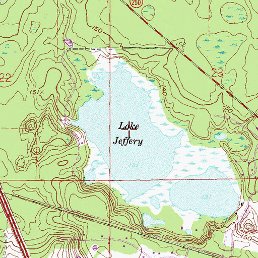 Topographic Map of Lake Jeffery, FL