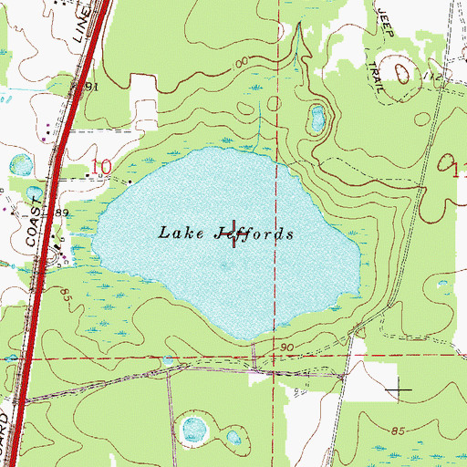 Topographic Map of Lake Jeffords, FL