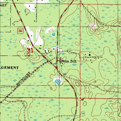 Topographic Map of Jena School, FL