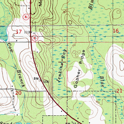 Topographic Map of Jenkins Bay, FL