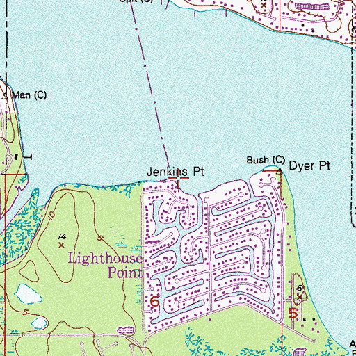 Topographic Map of Jenkins Point, FL