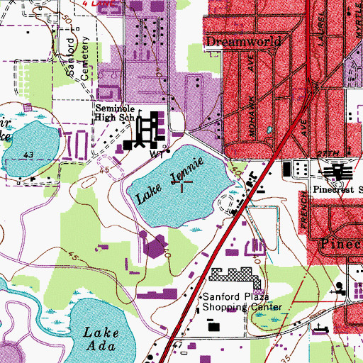 Topographic Map of Lake Jennie, FL