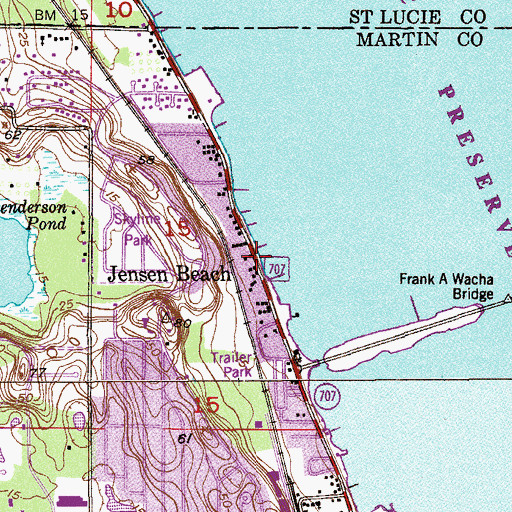Topographic Map of Jensen Beach, FL