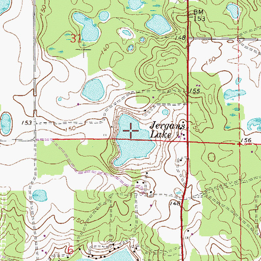 Topographic Map of Jergans Lake, FL