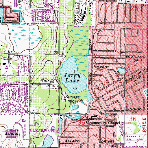 Topographic Map of Jerry Lake, FL