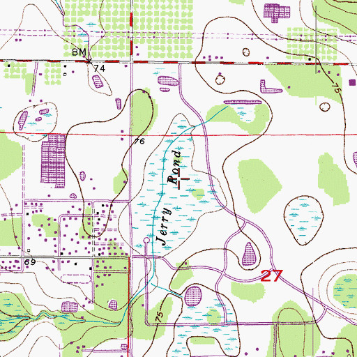 Topographic Map of Jerry Pond, FL