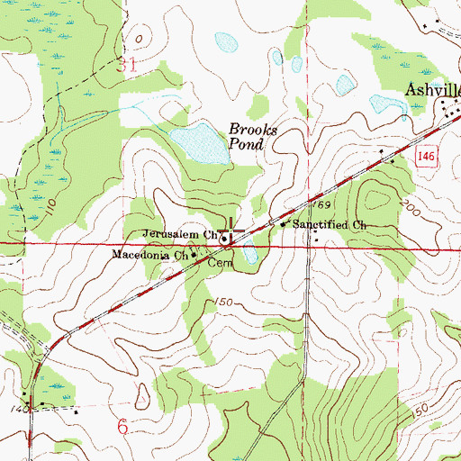 Topographic Map of Jerusalem Church, FL