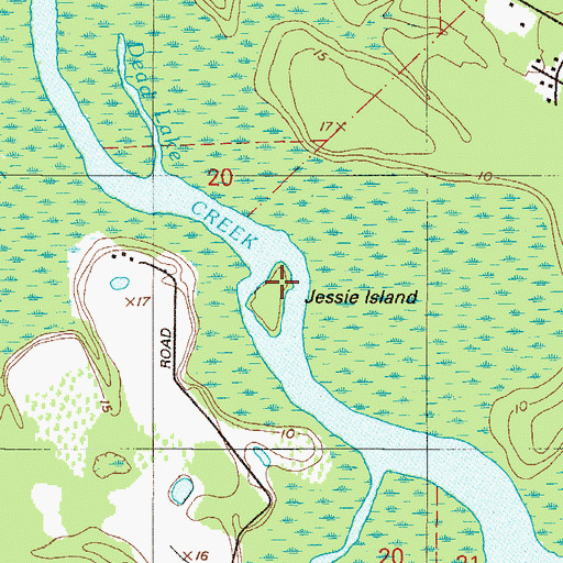 Topographic Map of Jessie Island, FL