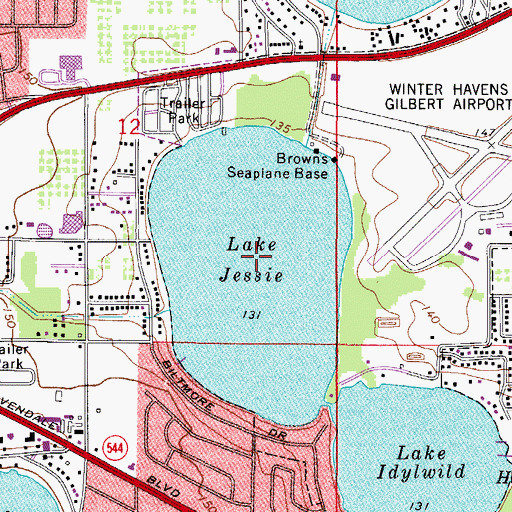 Topographic Map of Lake Jessie, FL