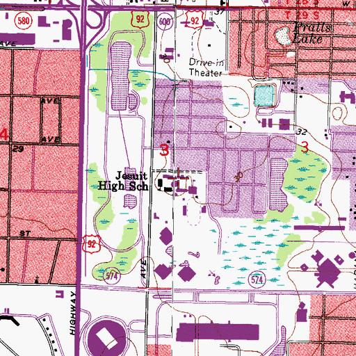 Topographic Map of Jesuit High School, FL