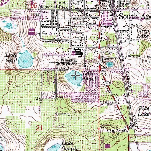 Topographic Map of Lake Jewel, FL