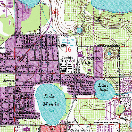 Topographic Map of Jewett High School, FL