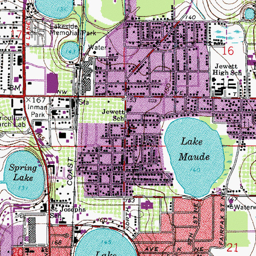 Topographic Map of Jewett School, FL