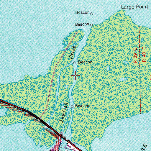 Topographic Map of Jewfish Creek, FL