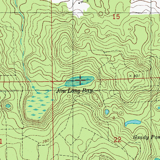 Topographic Map of Jim Long Bay, FL