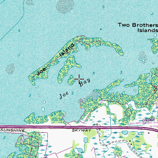 Topographic Map of Joe Bay, FL