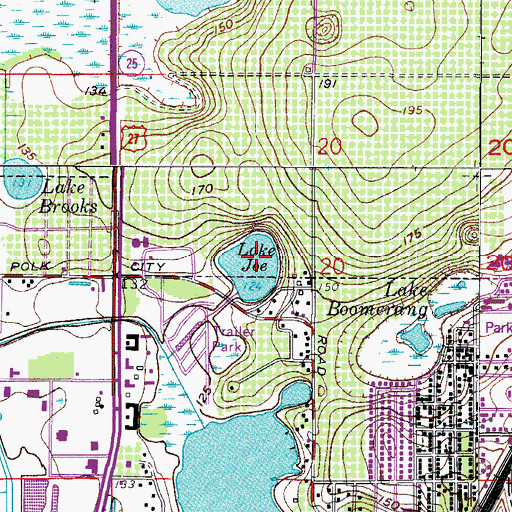 Topographic Map of Lake Joe, FL