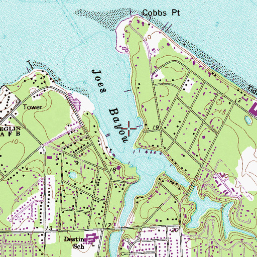 Topographic Map of Joes Bayou, FL
