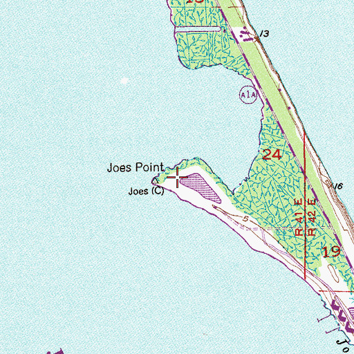 Topographic Map of Joes Point, FL