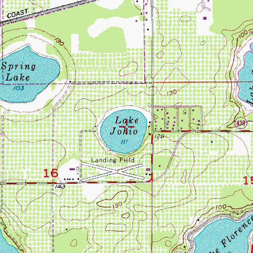 Topographic Map of Lake Johio, FL