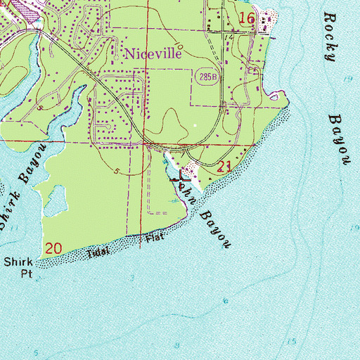Topographic Map of John Bayou, FL