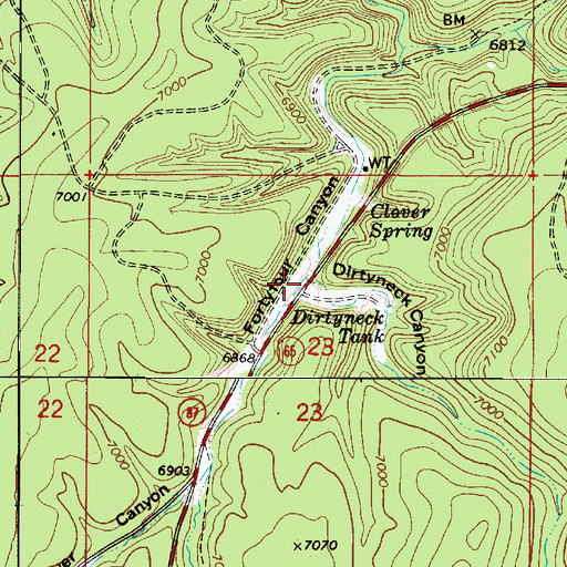Topographic Map of Dirtyneck Canyon, AZ