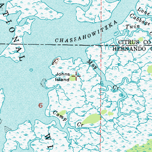 Topographic Map of Johns Island, FL