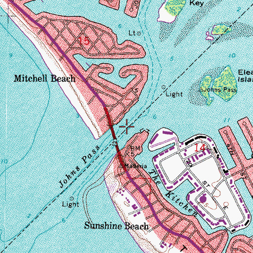 Topographic Map of Johns Pass, FL