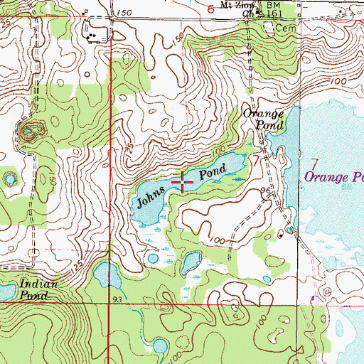 Topographic Map of Johns Pond, FL