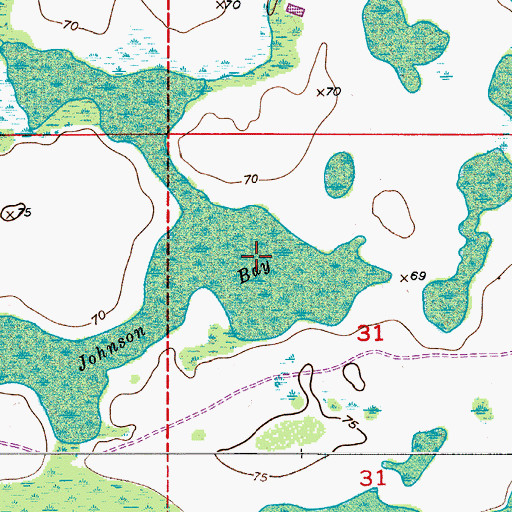 Topographic Map of Johnson Bay, FL