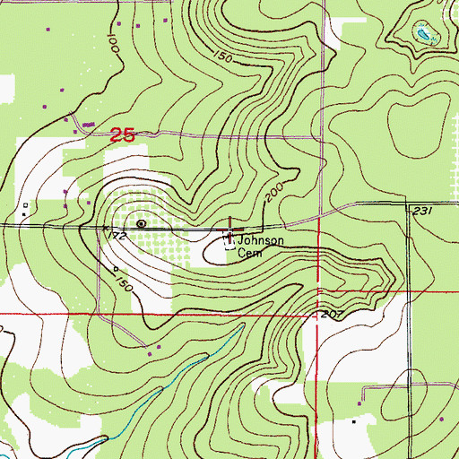 Topographic Map of Johnson Cemetery, FL